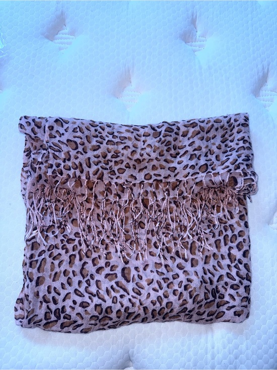 Accessories - 175.Leopard Print Fringed Fashion Scarf - Brown